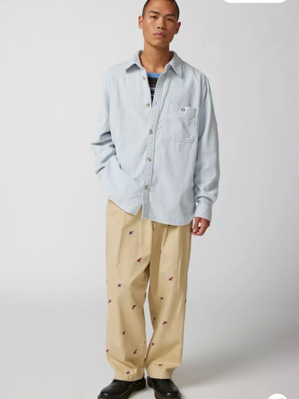 Urban Outfitters Big Corduroy Work Shirt Geometric Print Sz Small Cotton Unisex - Picture 6 of 10
